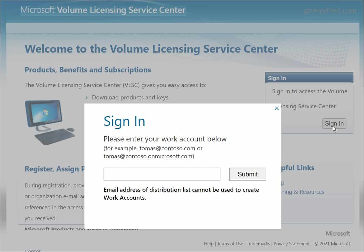 Microsoft volume license service center