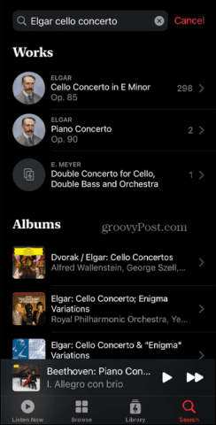 apple music classical search