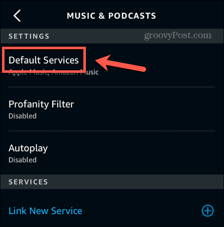 alexa default services