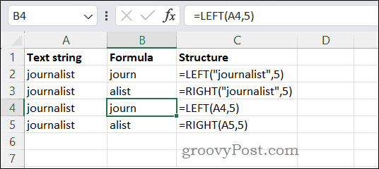 Using LEFT and RIGHT functions in Excel