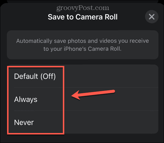 whatsapp save to camera roll settings