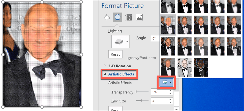 Adding Artistic Image Effects to images in Word