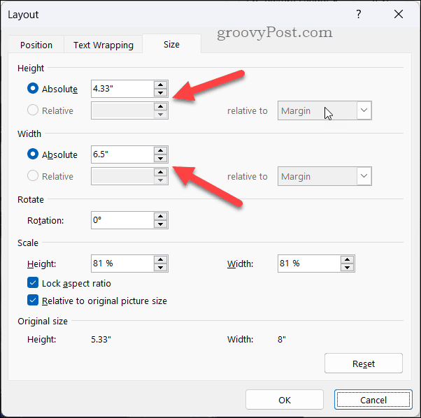 Setting image position for Word images