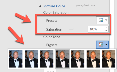 Making image color corrections in Word